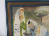 French vintage oil portrait of religious men