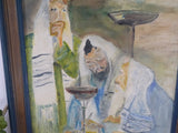 French vintage oil portrait of religious men