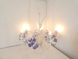 French floral metal tole chandelier  lavender wisteria chic-country 5 arms