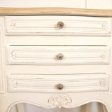 Pair of french Louis XV provincial cream bedside table nightstands