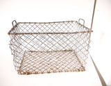 French oyster basket carrier holder, large Metal basket, laundry basket  zinc,basket, french country kitchen