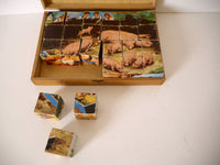 Vintage Toy blocks with six different pictures