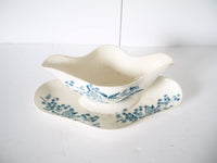 French Vintage ironstone transfer ware blue and white gravy boat Longwey