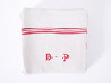 French dishtowels white and red stripes rustic linen nubby tight weave Monogrammed DP ONE ea 1