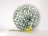 French vallauris ceramic, vintage, studio pottery dish with yellow black and green abstract design
