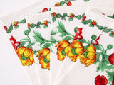 French Provençal Tablecloth floral barkcloth tablecloth and napkins Red and Yellow