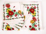 French Provençal Tablecloth floral barkcloth tablecloth and napkins Red and Yellow
