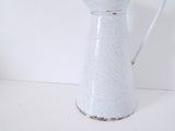 French vintage enamel marbled blue and white pitcher
