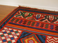 Vintage Rug  Large Southwestern Red Ethnic Aztec Boho Kilm carpeting