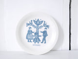 Dutch Vintage blue and white ironstone personage Set of Three (3) country scene with community staffordshire delph blue willow Plates