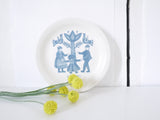 Dutch Vintage blue and white ironstone personage Set of Three (3) country scene with community staffordshire delph blue willow Plates