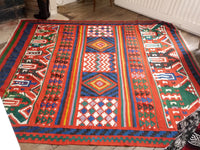Vintage Rug  Large Southwestern Red Ethnic Aztec Boho Kilm carpeting