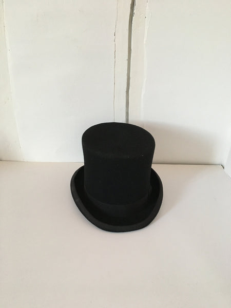 French Vintage Black Top Hat, Felt Hat, Black Hat, Monopoly Hat, Top H –