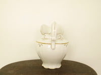 Vintage porcelain pitcher gold and white  chic classic hollywood regency