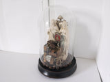 French Antique bell jar cloche display dome with 19c century religious items