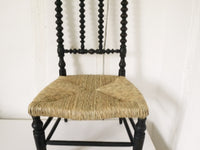 French Antique Rushed wooden side occasional nursing chair