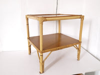 Vintage french wicker  footstool 60's Mid century