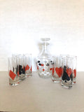 Mid century decanter and glass set