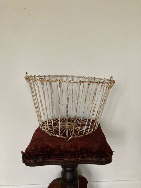 French vintage metal egg gathering basket decor basket