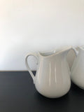 French vintage white pitcher ironstone stoneware medium ceramic milk set of two