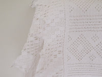 French Vintage white cotton crocheted bedspread blanket bedcover quilt coverlet