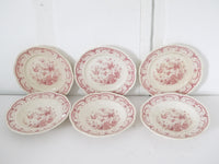 Pink Willow Vintage pink and white ironstone transfer wear Set pf 6-  3 cruse plates 3 flat plates Fenix Swedish