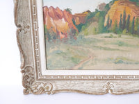 French vintage mountain landscape oil painting framed & signed