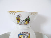 French cafe au lait bowls set of 4 vintage Bretagne illustration