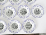 Antique transferware black white and lavender plates set of 10 19c.