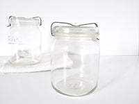French Vintage large canning jars Set of 2 glass pots Desk organisers candles Housewarming gifts