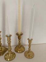 Vintage set of Brass Candlesticks mismatched colonial ecelctic decoration