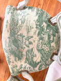 French antique LXV chairs provincial toile d'jouy teal
