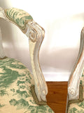 French antique LXV chairs provincial toile d'jouy teal