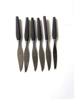 Danish vintage set of wooden handled serrated knives