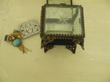 French Vintage Brass and glass jewelry box