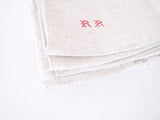 French dishtowels white and red rustic linen nubby tight weave Monogrammed RN-RD ONE ea 1 rustic
