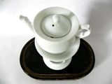 Tea Set for One, White Stoneware Tea Pot, Tea Cup, and Tea Pot and Warmer