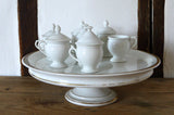 Antique French Crème pots Porcelain de Paris stands and pots