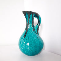 French vintage pitcher handmade turquoise lava rock